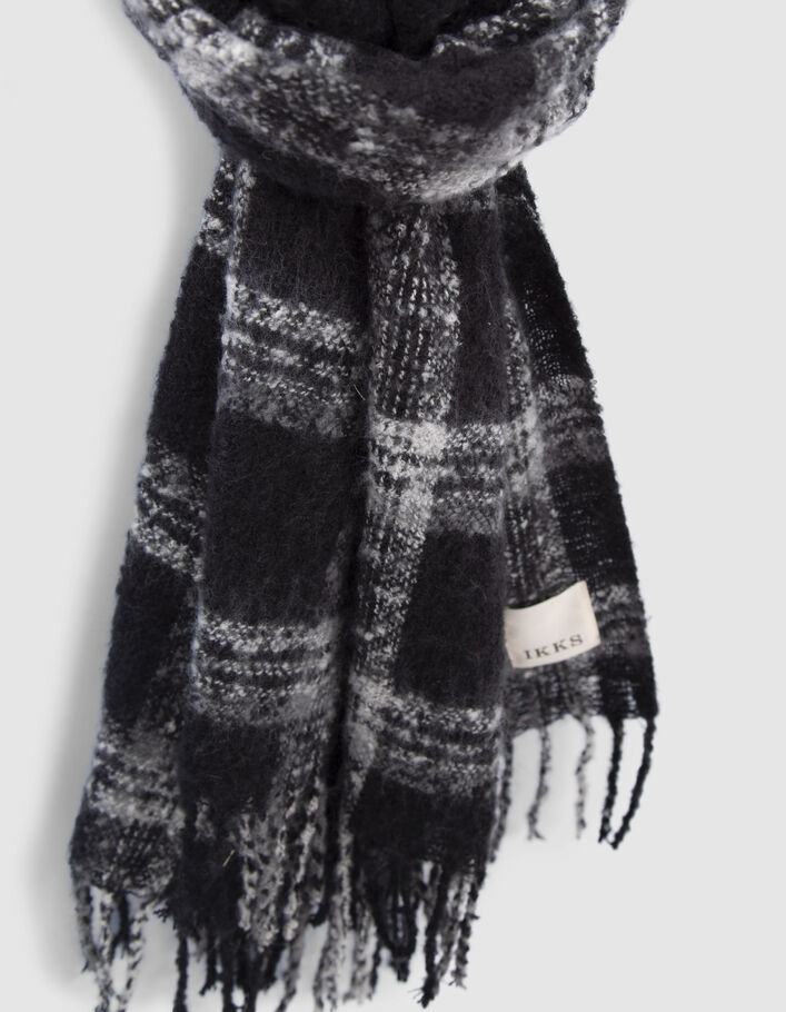 Echarpe noire motif carreaux blancs Femme