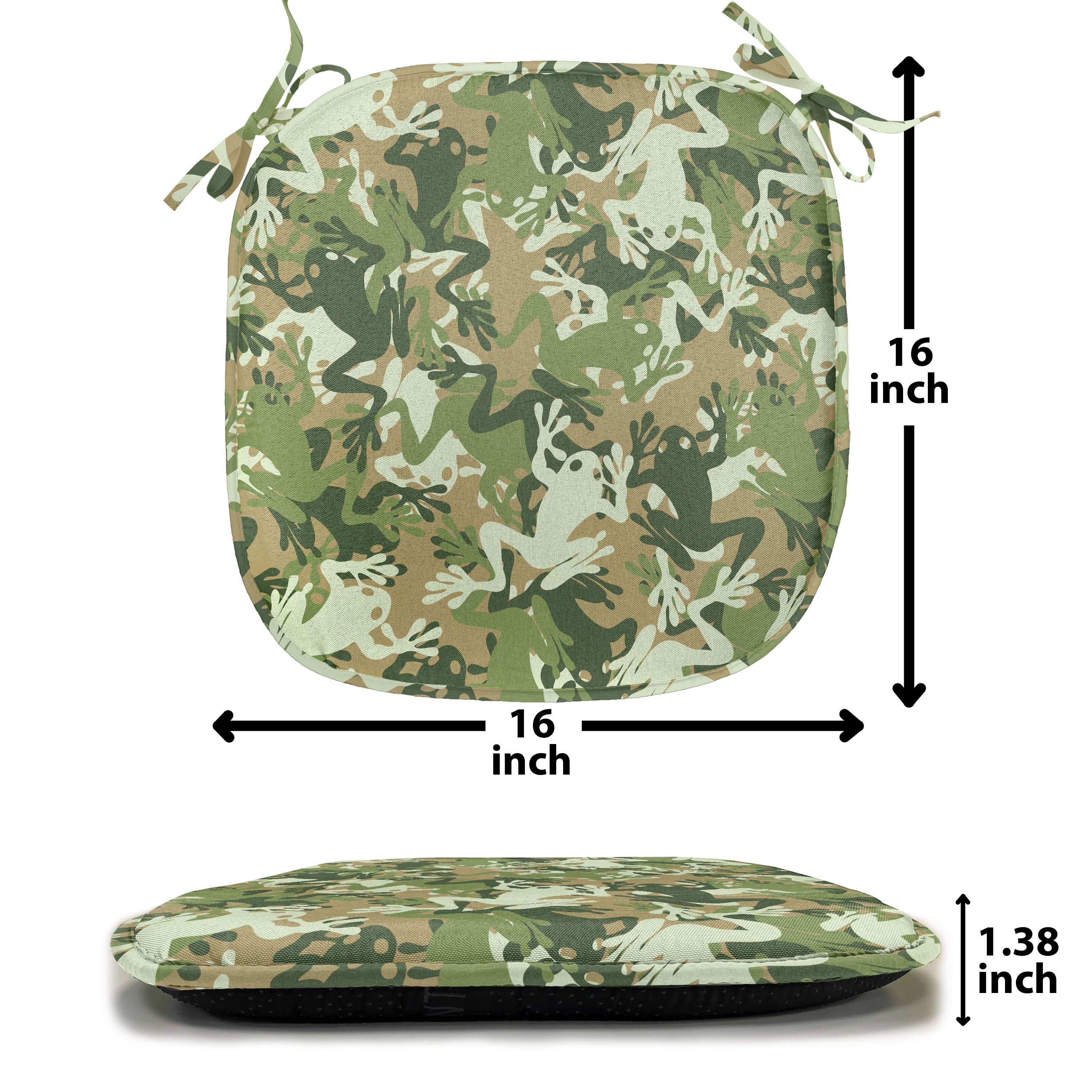 Abakuhaus Stuhlkissen Dekoratives wasserfestes Kissen mit Riemen für Küchensitze, Frosch Schädel-Camouflage-Design