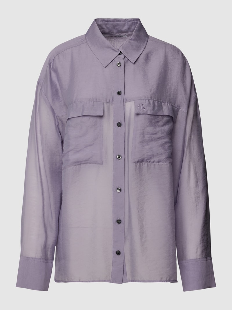 Bluse mit Brusttaschen Modell 'SHEER' in lavendel