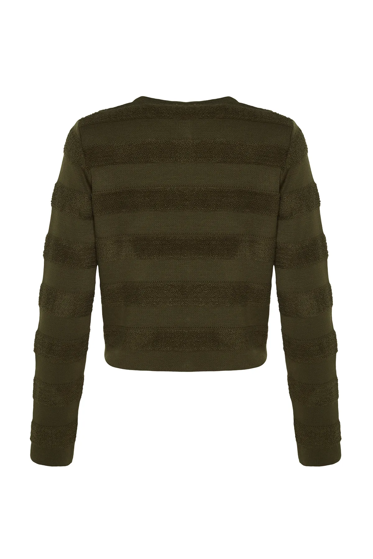Trendyol Collection  Khakifarbene Strickjacke mit Rundhalsausschnitt TWOAW24HI00337