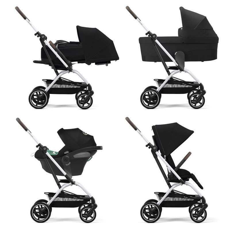 Poussette compacte Eezy S Twist + 2 Moon Black châssis silver Cybex