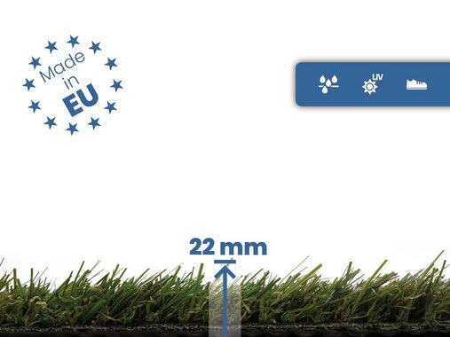 Kunstrasen COLORADO, Primaflor-Ideen in Textil, rechteckig, Höhe: 30 mm, mit Drainagefunktion, ideal für Balkon & Terrasse