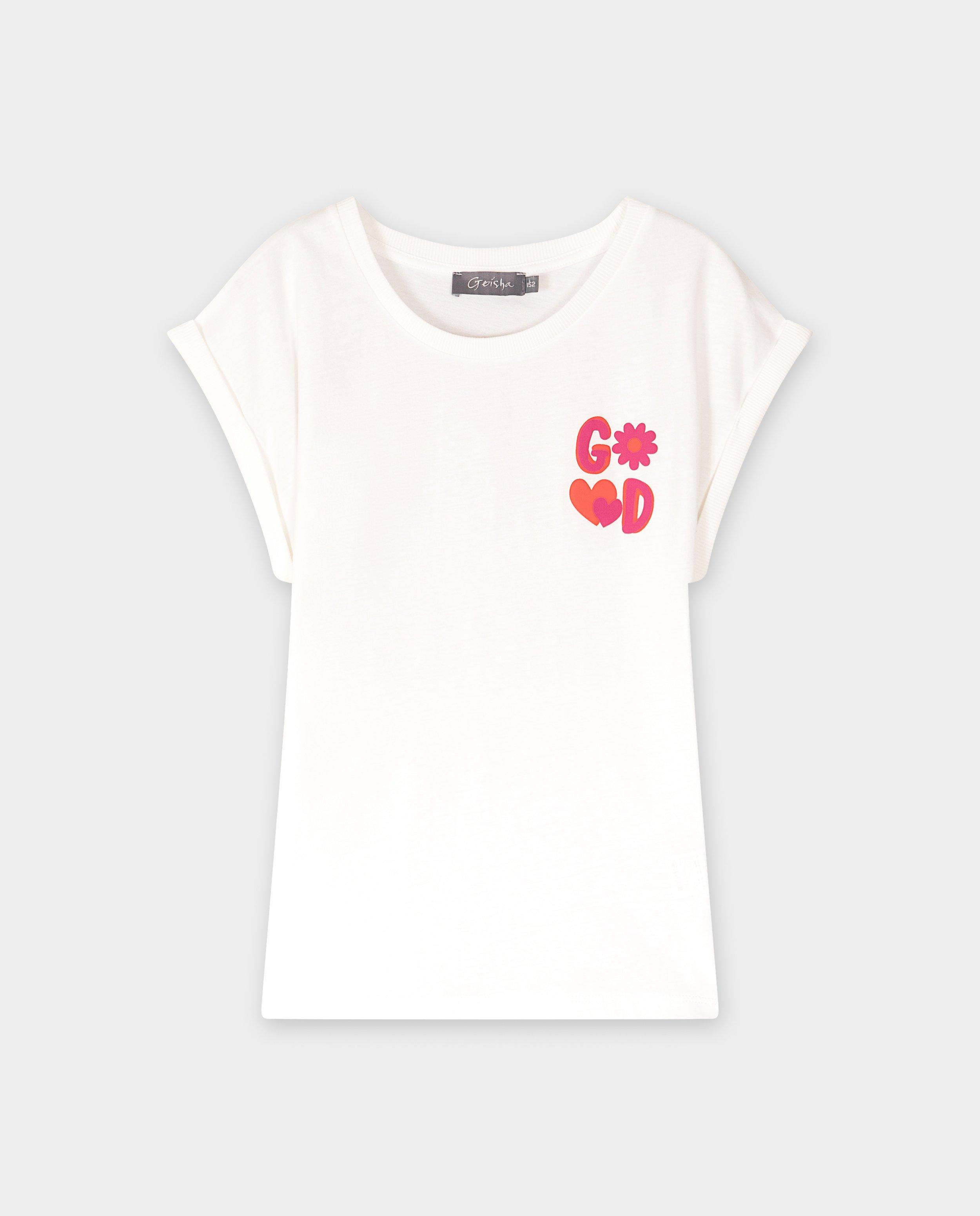 Tricou cu imprimeu alb pe spate cu tematică de gheișă