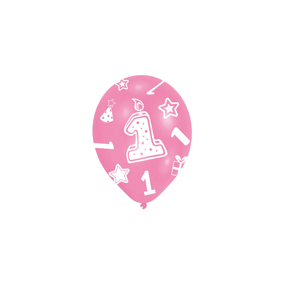Latexballons Zahl 1, 6 Stück pink