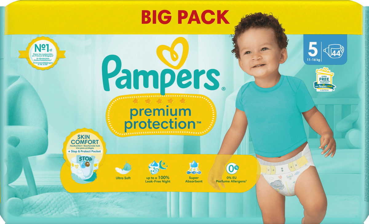 Windeln Premium Protection Gr.5 Junior (11-16kg), Big Pack, 44 St