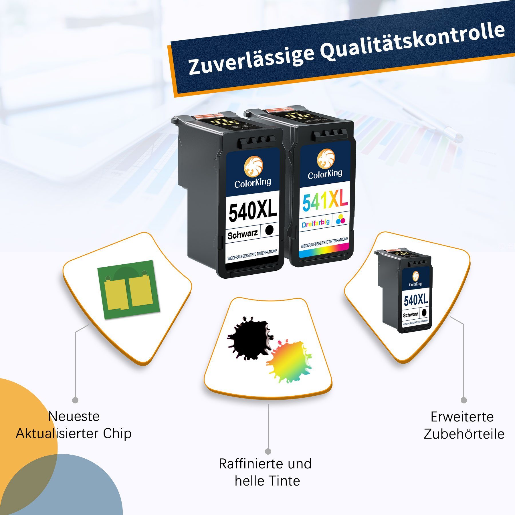 ColorKing Kompatibel für CANON 540XL 541XL Tintenpatrone (PIXMA TS5150 MX475 MG3650S MG4250 MG3650 MG3600)