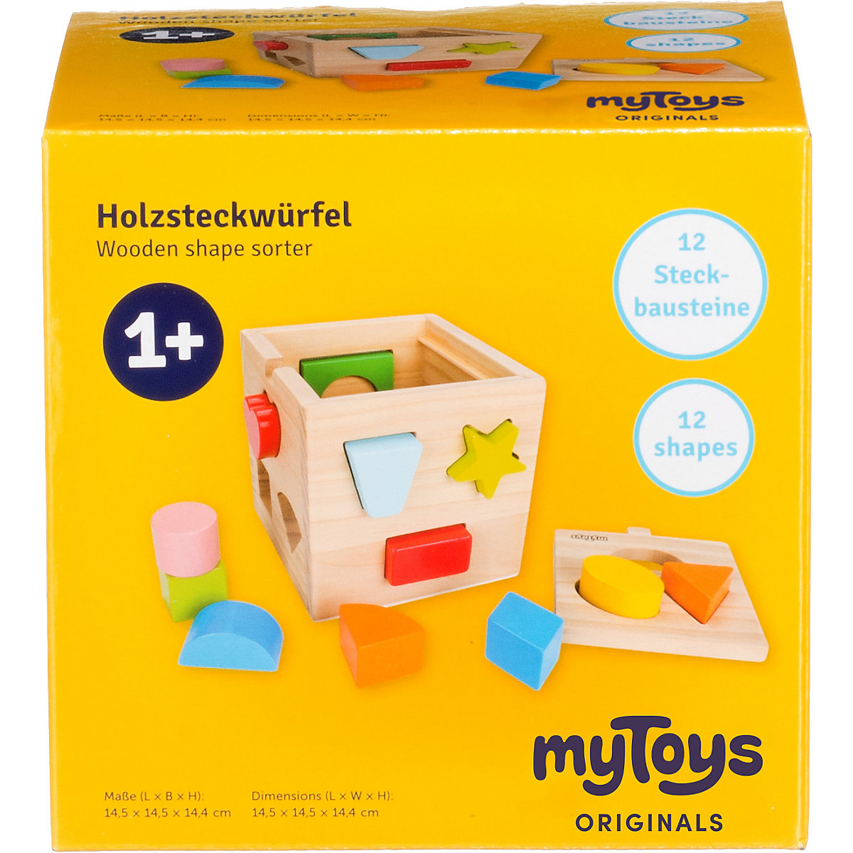 Holzsteckwürfel bunt, 12-tlg.