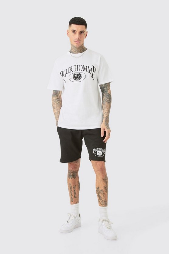 Tall T-Shirt mit Pour Homme Print & Shorts