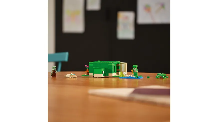 LEGO Minecraft 21254 Das Schildkrötenstrandhaus, Spielzeug-Haus mit Tieren