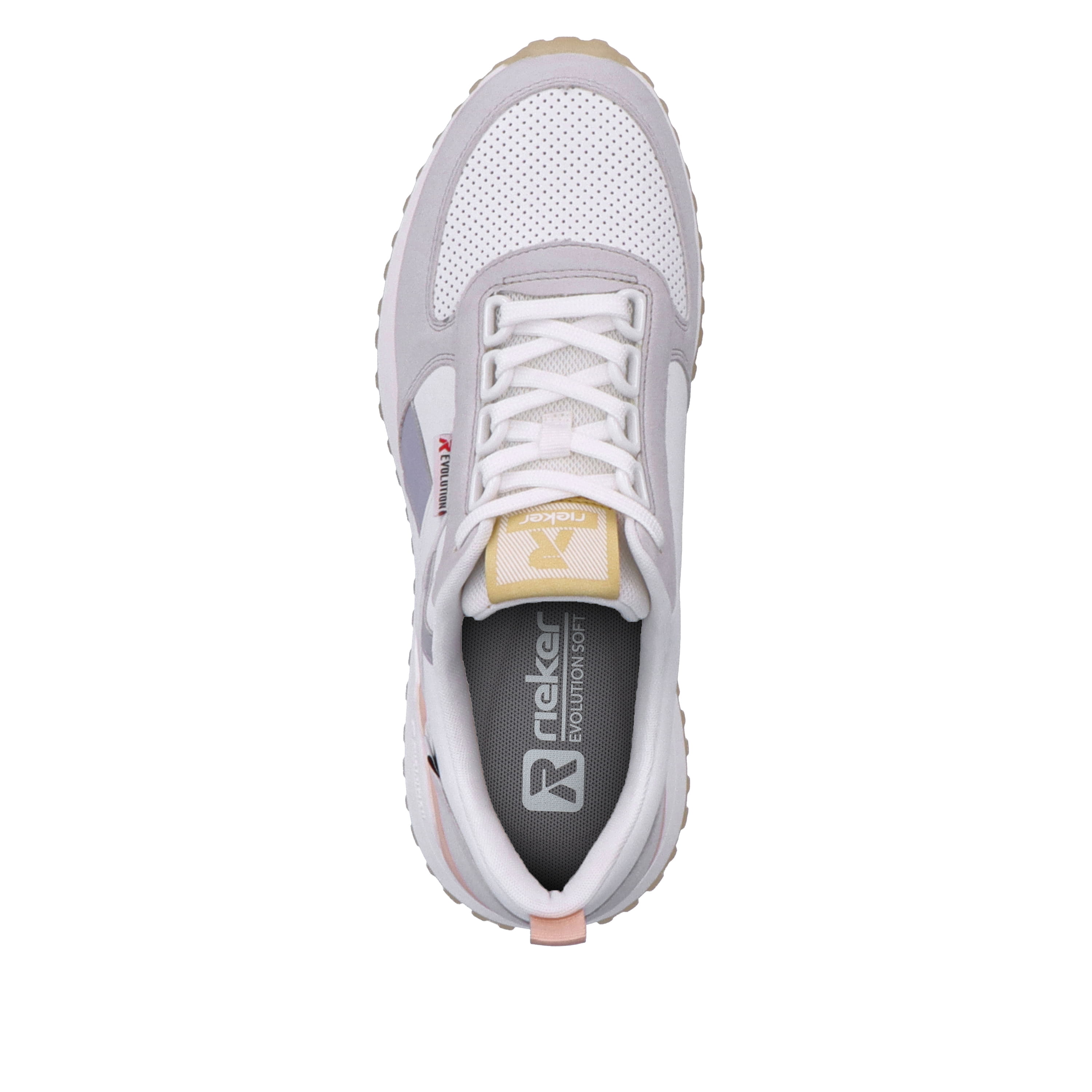 Rieker Damen Sneaker Low swan-white clay-beige pastell
