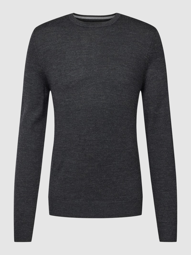 Longsleeve aus Woll-Mix in anthrazit meliert