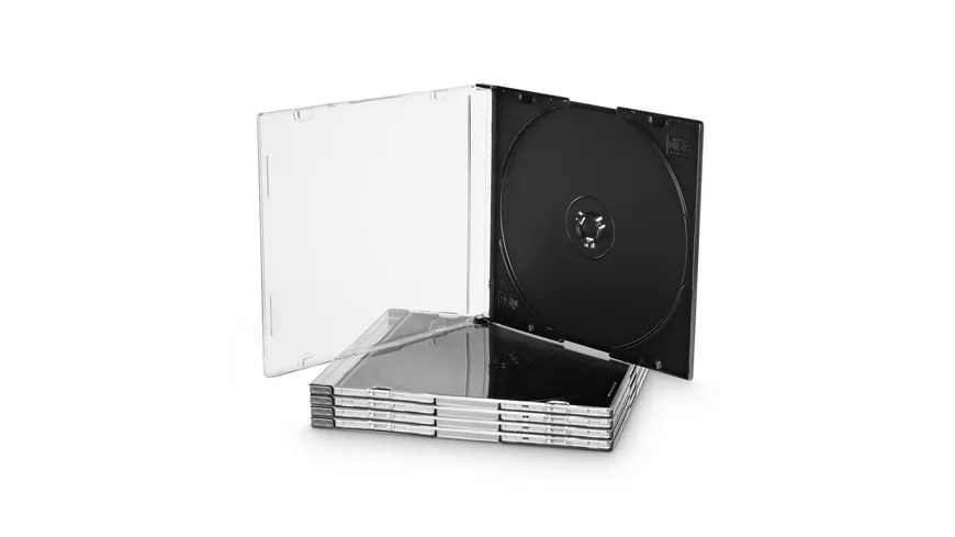 Müller CD-Leerhülle, schmal, für 1 Disc, 5.2mm, schwarzes Tray, 10er Pack