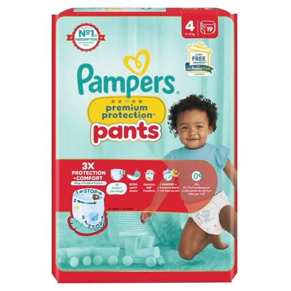 Pampers Premium Protection Pants pelenkanadrág, 4-es méret (9-15 kg), 19 darab
