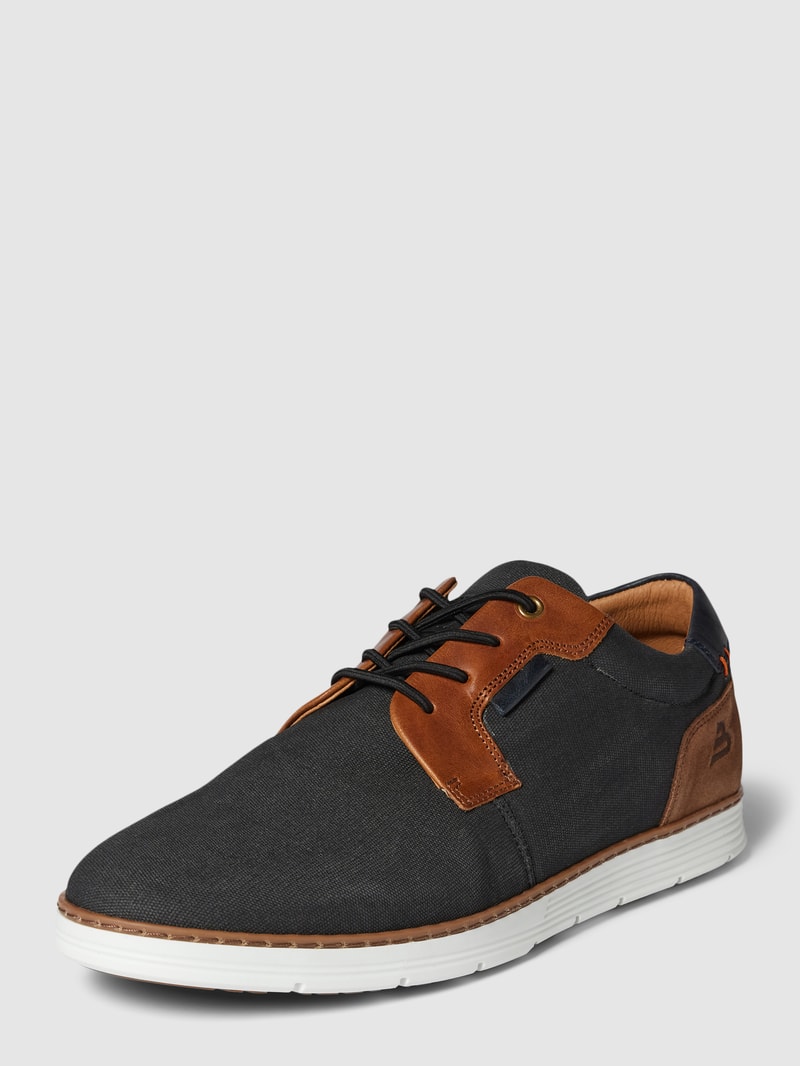 Schnürschuhe mit Label-Details Modell 'Canvas' in marineblau