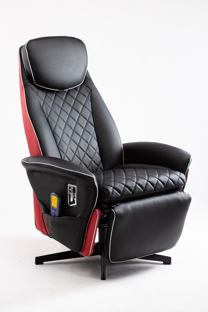 Happy Home Happy Home Elektrischer Massagesessel Relaxsessel HWP09-SCH schwarz/rot Lederoptik