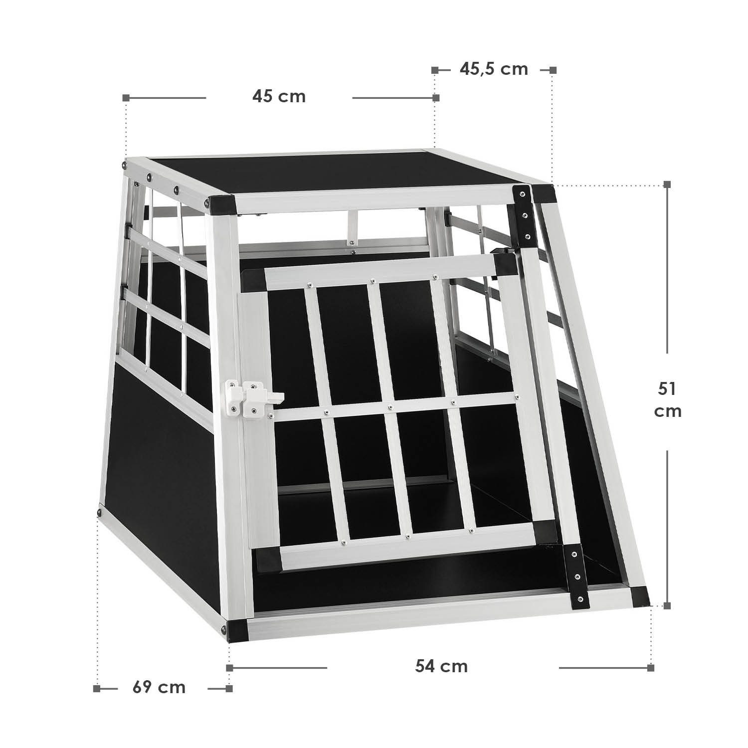 Juskys Tierreisebox Alu-Hundetransportbox in 4 versch. Größen: M, L, L-X, XL, Auto Hundebox robust und pflegeleicht, Gittertür verschließbar