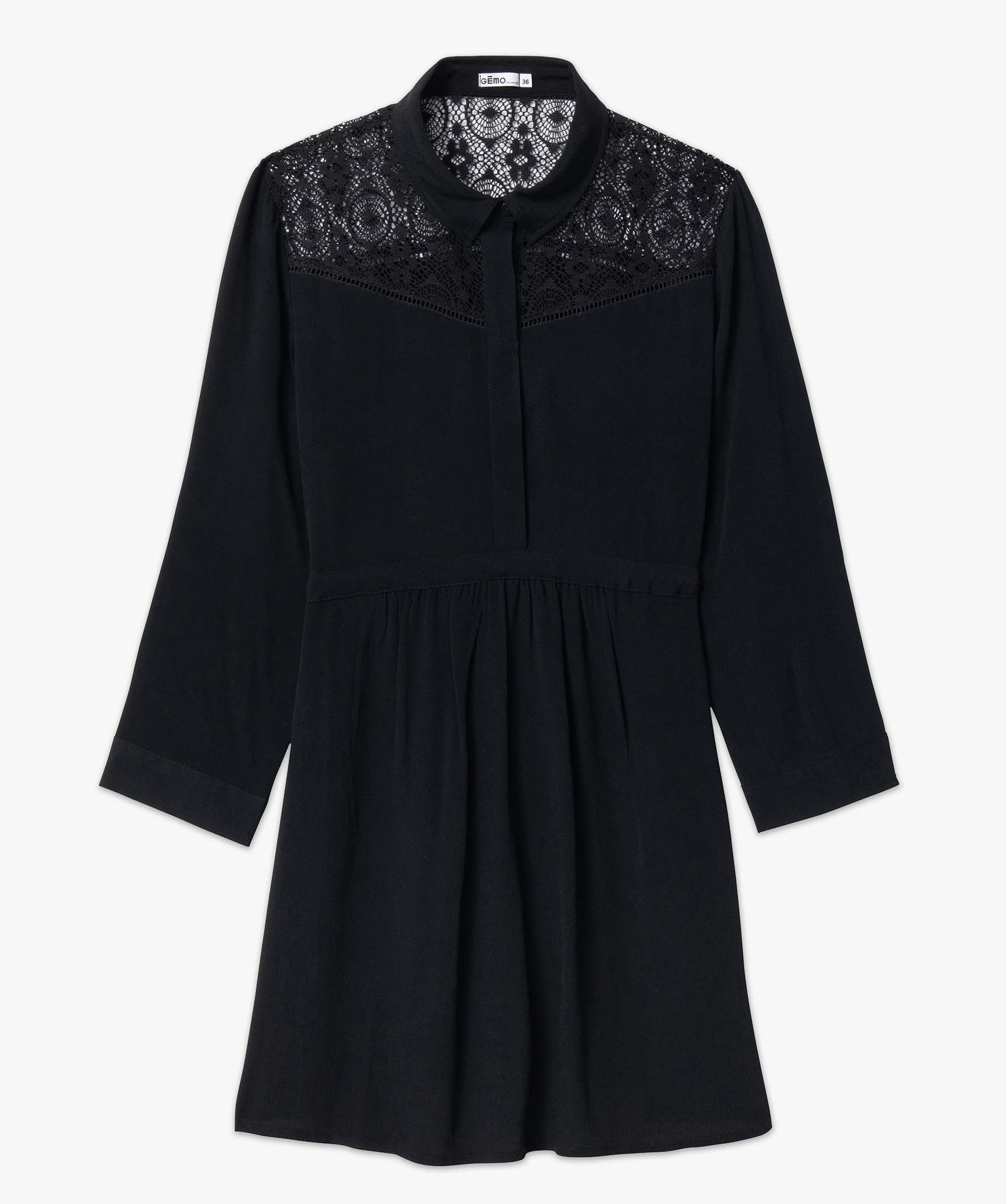 Blouse de grossesse fluide avec dentelle à manches noir | GEMO