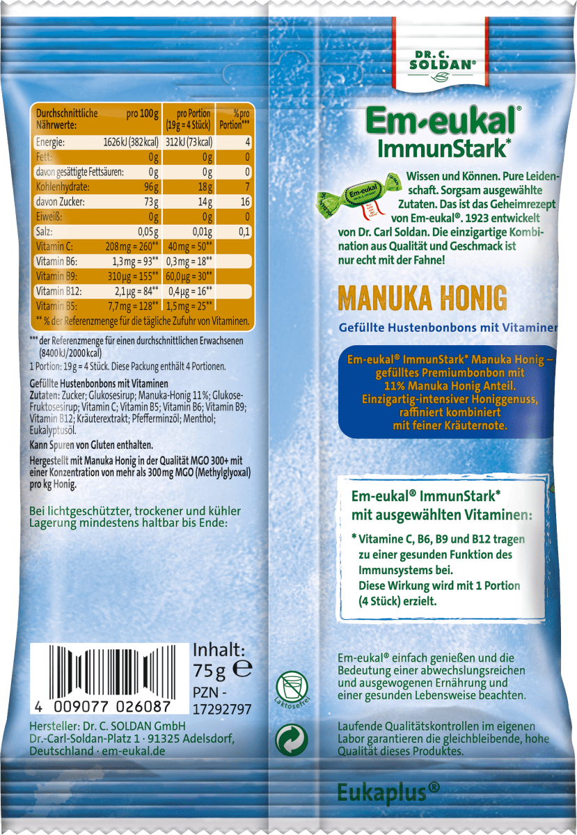 Bonbon, Manuka Honig, gefüllt, 75 g