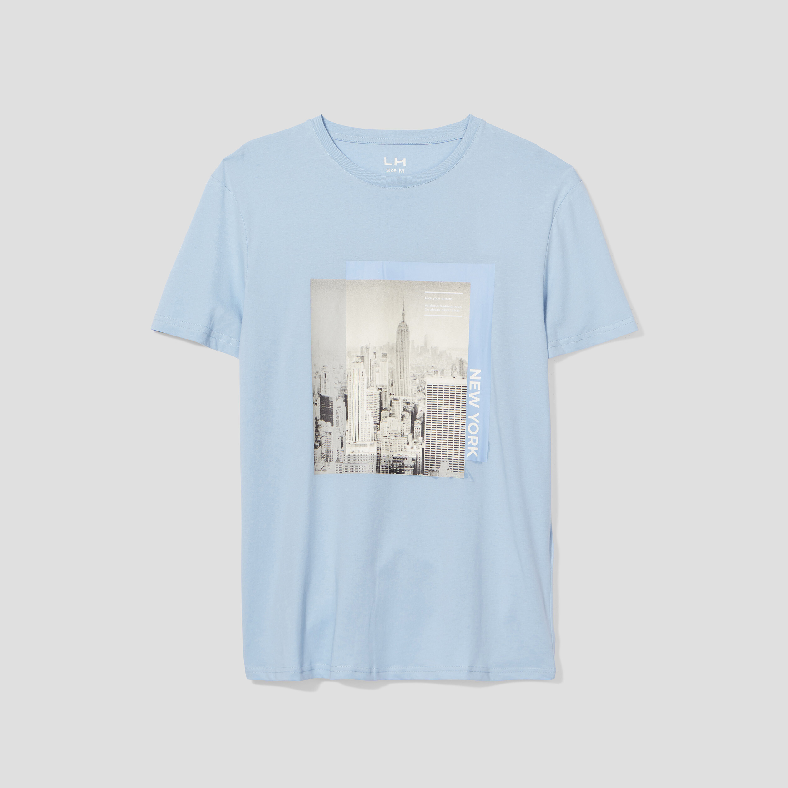 T-shirt manches courtes coton bleu ciel homme | La Halle