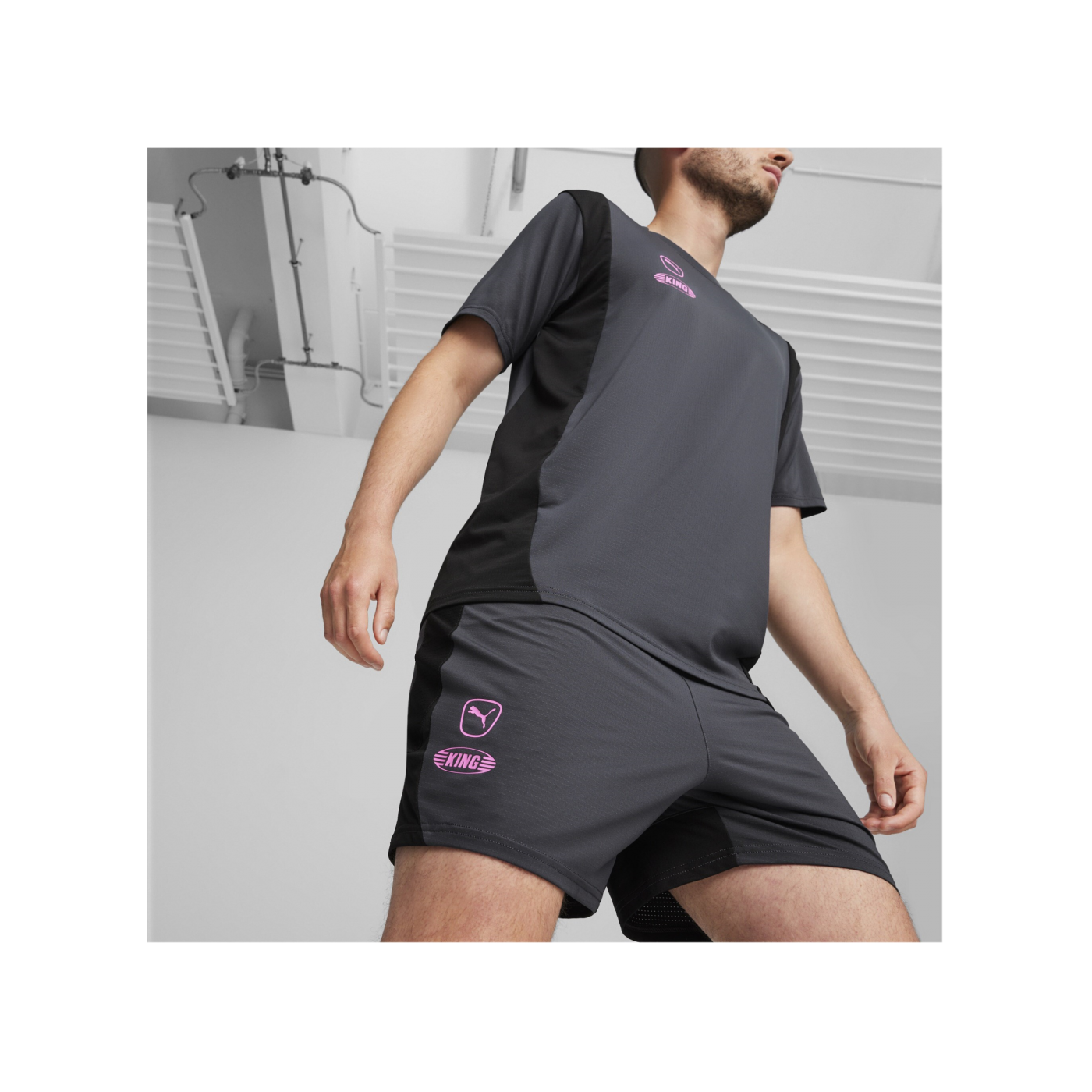 PUMA KING Pro Short Grau Schwarz F05