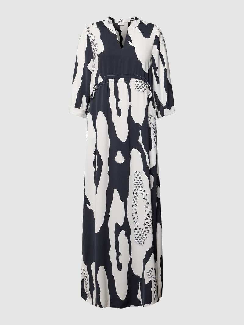 Maxikleid mit Allover-Muster in marineblau