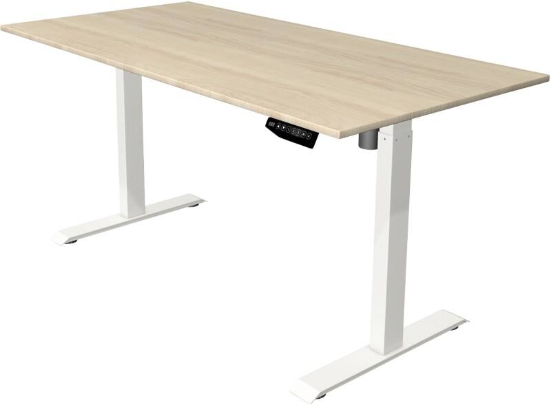 Kerkmann Move 1 Rechteckig Elektronisch Höhenverstellbarer Sitz-Stehschreibtisch Melamin, Stahl Ahorn, Weiß 1600 x 800 x 1230 mm