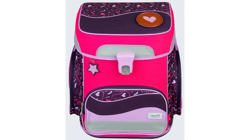 Scooli Schulranzen-Set EasyFit 5teilig Glow-Edition Heartbeat