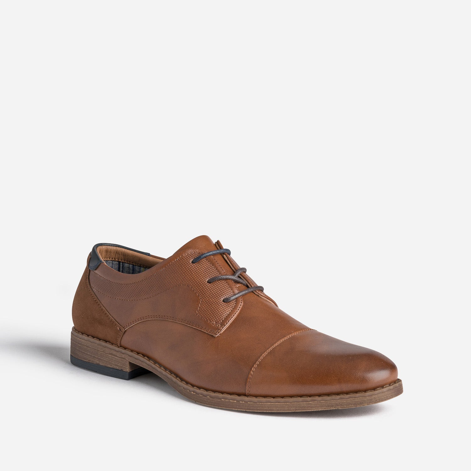 Derby cognac en cuir embossé
