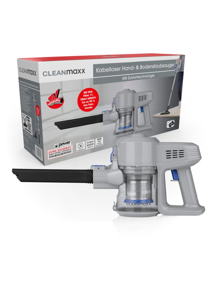 CLEANmaxx CLEANmaxx Akku-Zyklon-Staubsauger 22,2V - hellgrau/blau günstig kaufen onesize