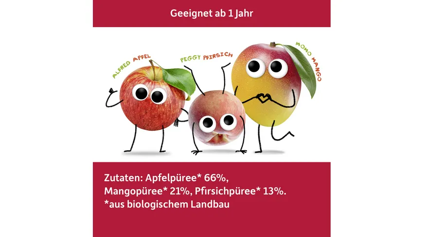 Freche Freunde Bio Quetschie 100% Apfel, Mango & Pfirsich 100 g