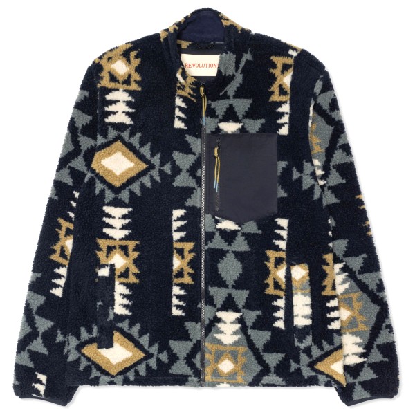 Revolution - Short Printed Fleece Jacket with High Collar - Fleecejacke