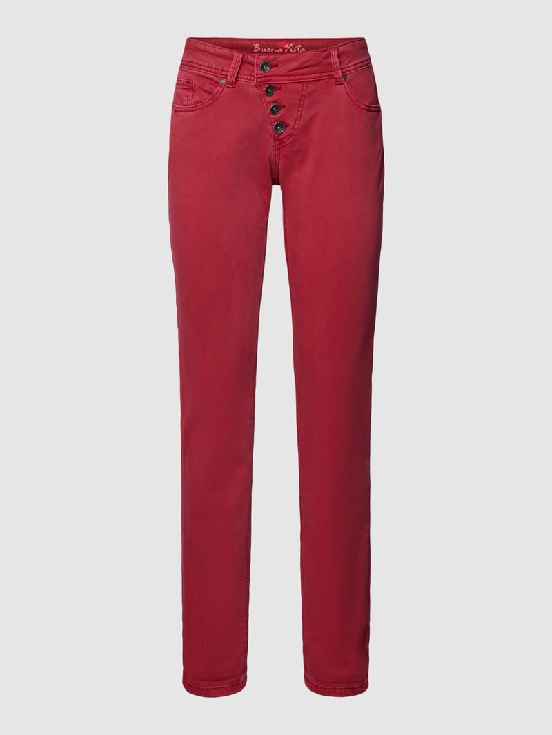 Jeans mit Label-Detail Modell 'MALIBU' in kirschrot