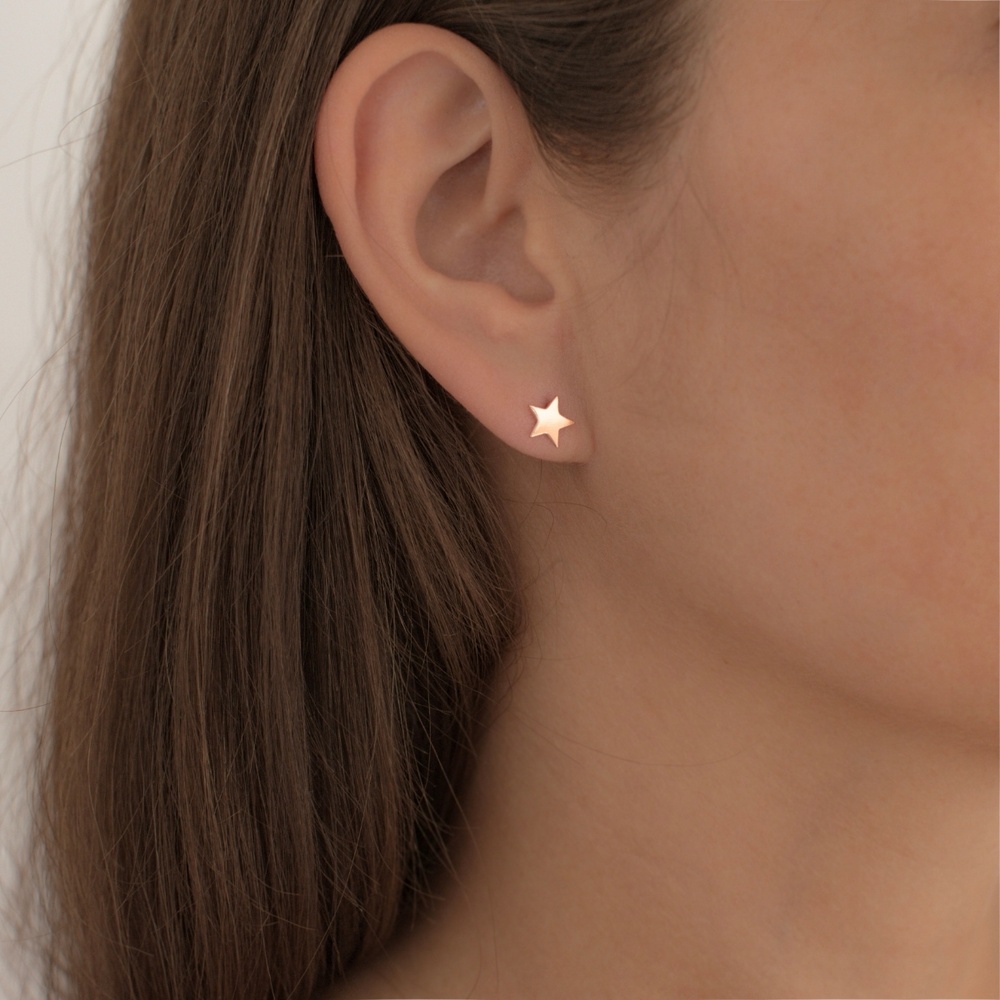 Glanzstücke München Puces d'oreilles en argent Étoilé Argent sterling en Or rose Boucles d'oreilles