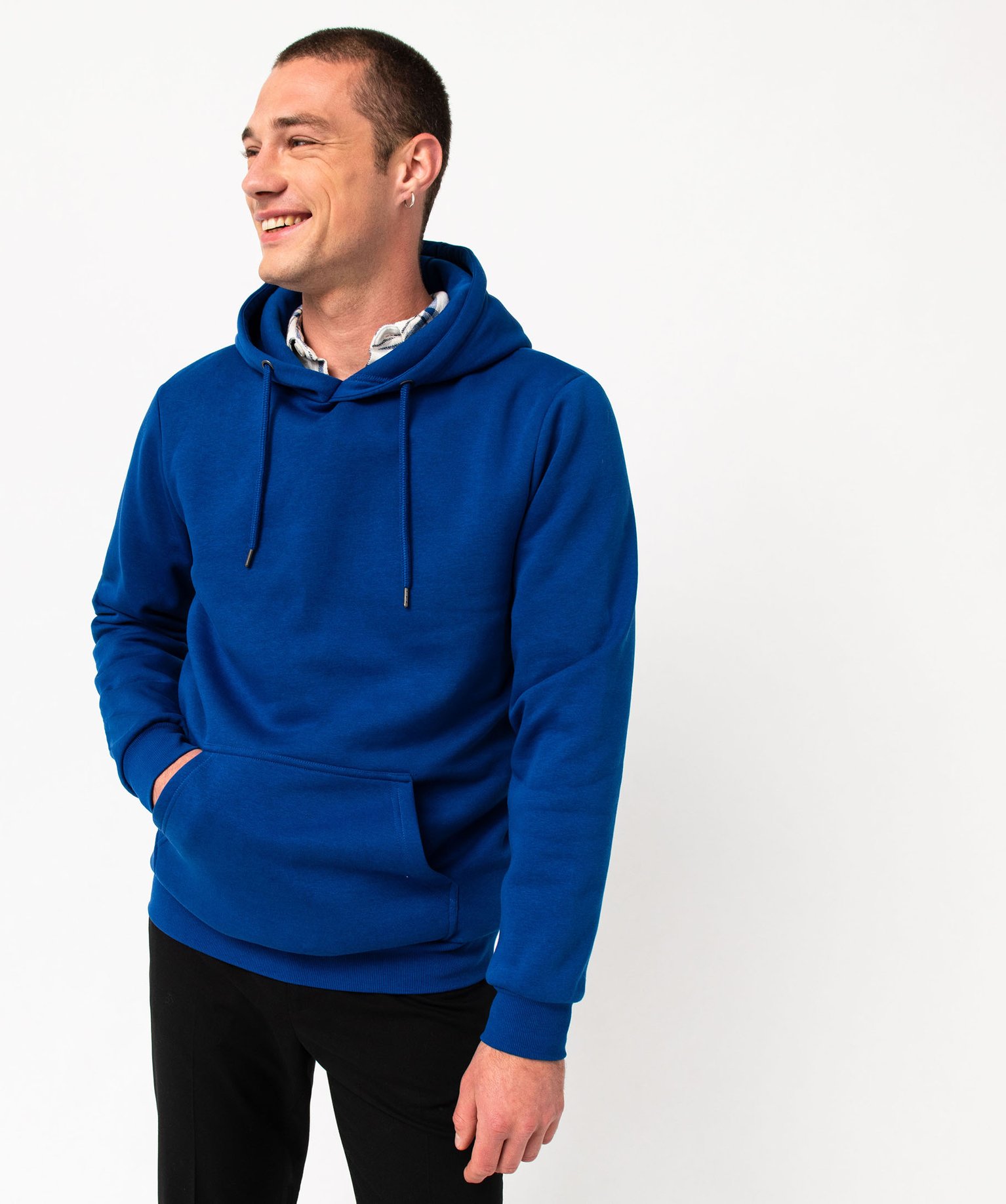 Sweat homme à capuche intérieur molletonné bleu | GEMO