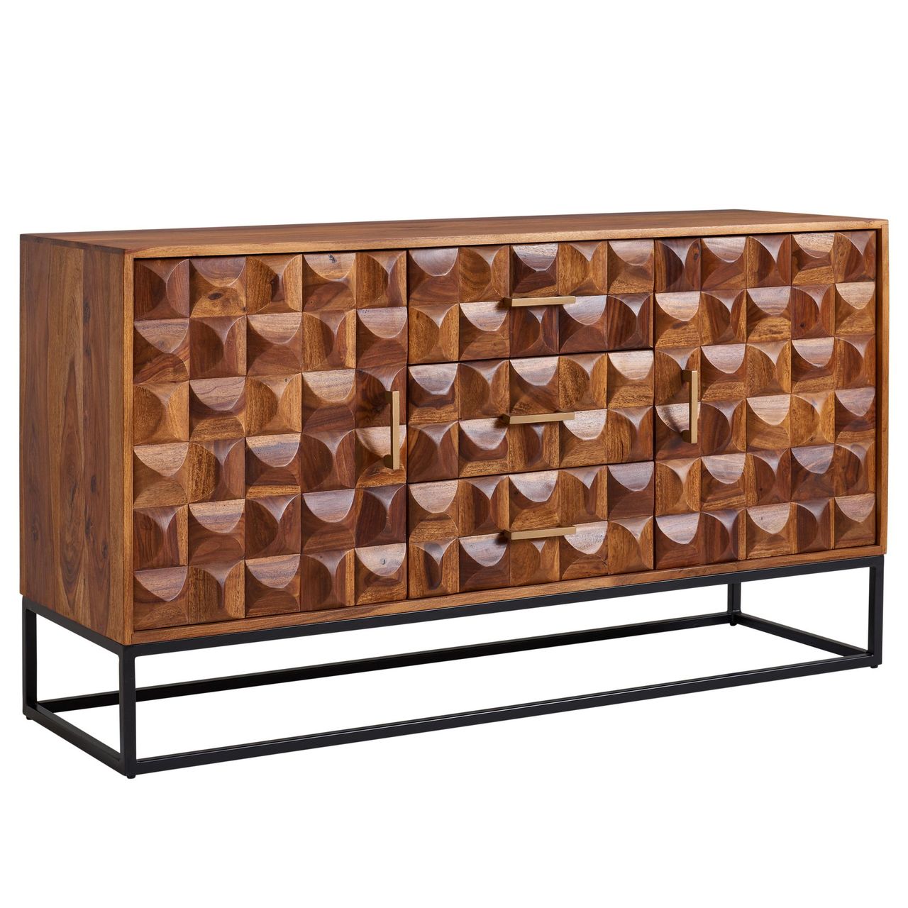 Skyport WOHNLING Sideboard 145x81x45 cm Holz Massiv Kommode Anrichte Modern Standschrank