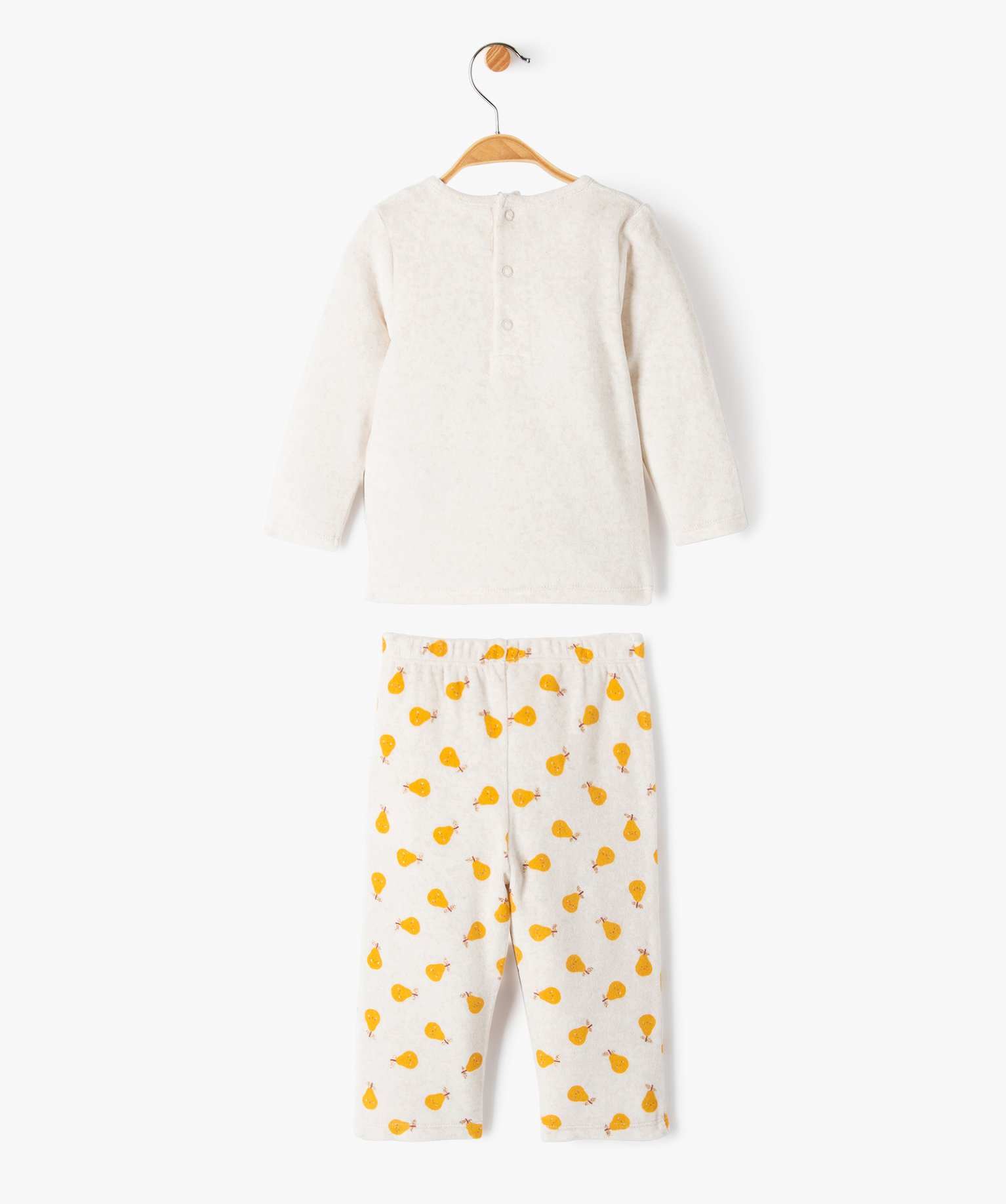 Pyjama en velours 2 pièces imprimées poires bébé beige | GEMO