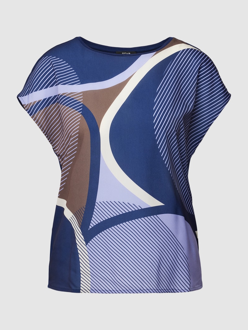 Blusenshirt aus Viskose mit Allover-Muster Modell 'Sadoli' in marineblau