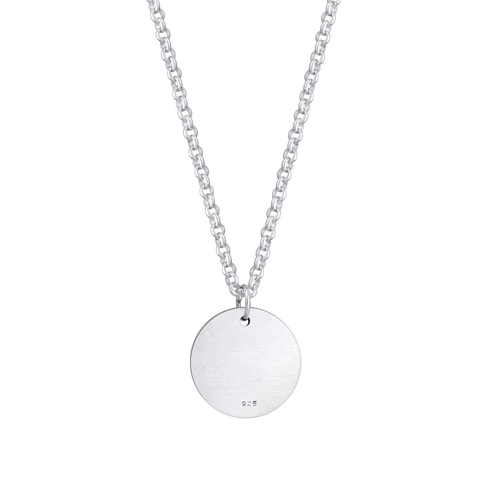 KUZZOI KUZZOI Collier Herren Erbskette Coin Massiv Logo 925 Silber Bijoux