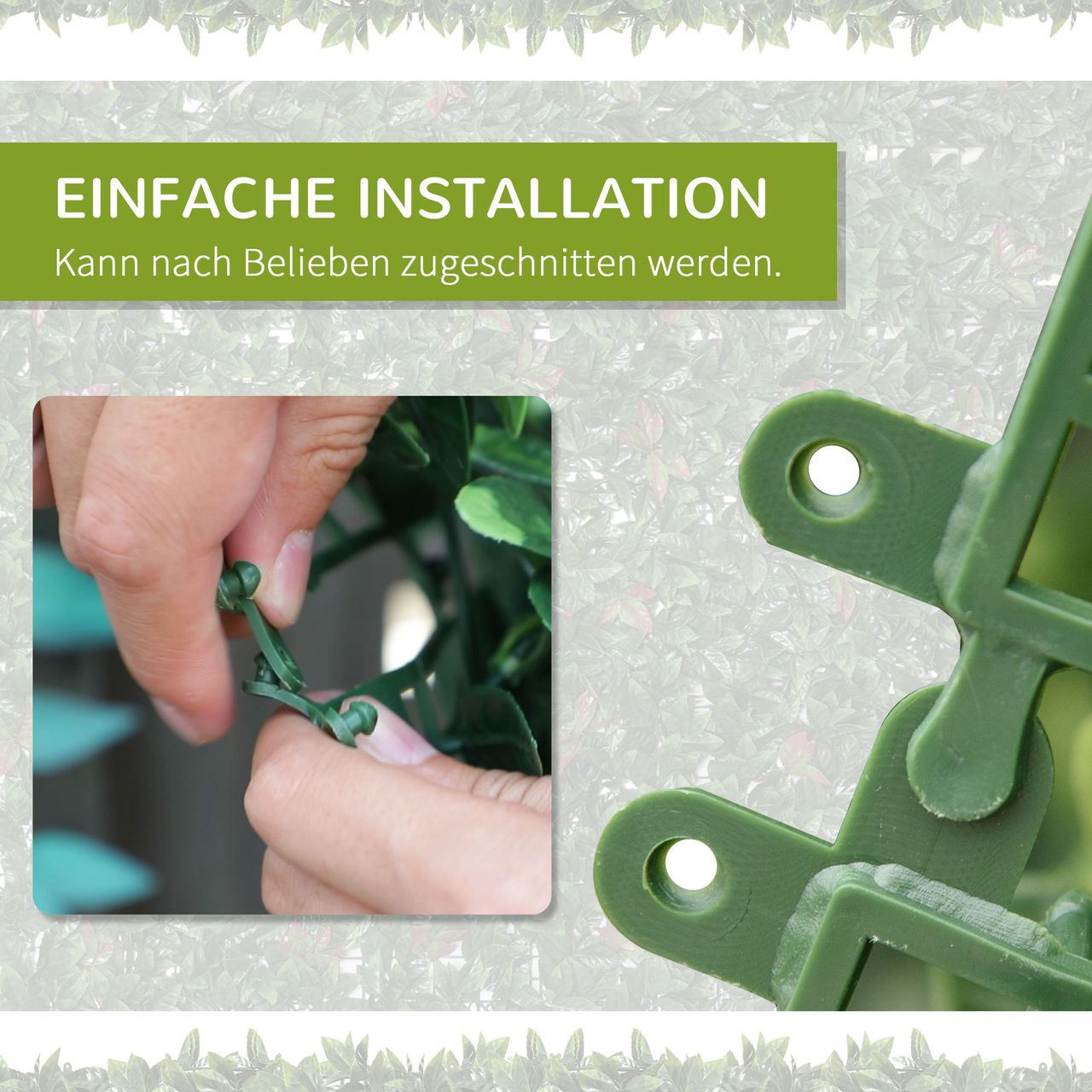 Outsunny 12 Stück künstliches Pflanzenwand Hecke 50x50