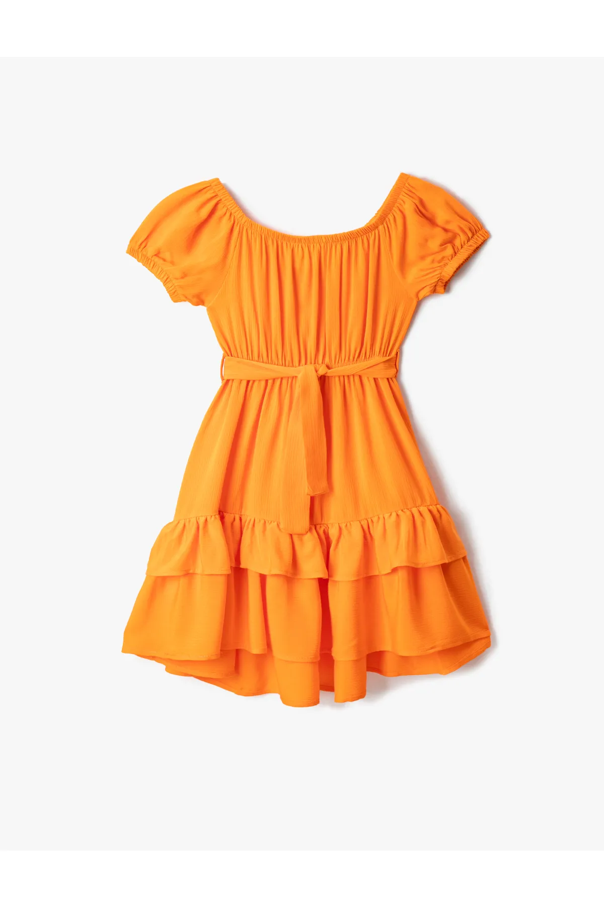 Koton  Kleid Midi-Gürtel Detaillierte Kurzarm-Rüschen-Volant-U-Ausschnitt