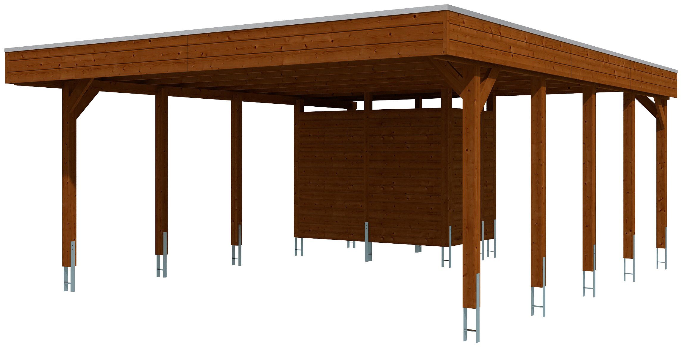 Skanholz Doppelcarport Friesland 4, BxT: 557x708 cm, 207 cm Einfahrtshöhe, (Set), mit Geräteraum