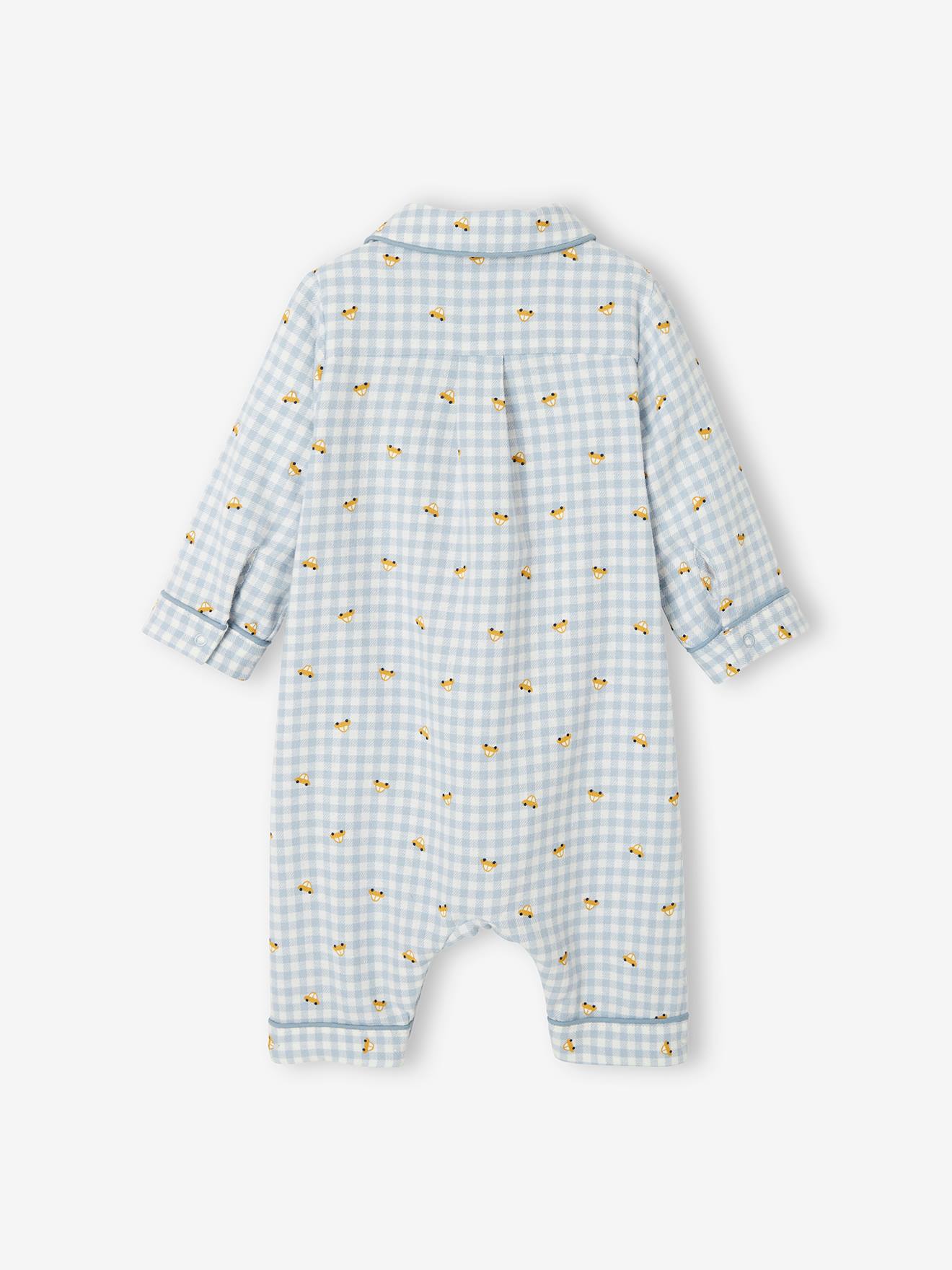 Vertbaudet Einteiliger Baby Schlafanzug, Flanell  Oeko-Tex - wollweiß kariert