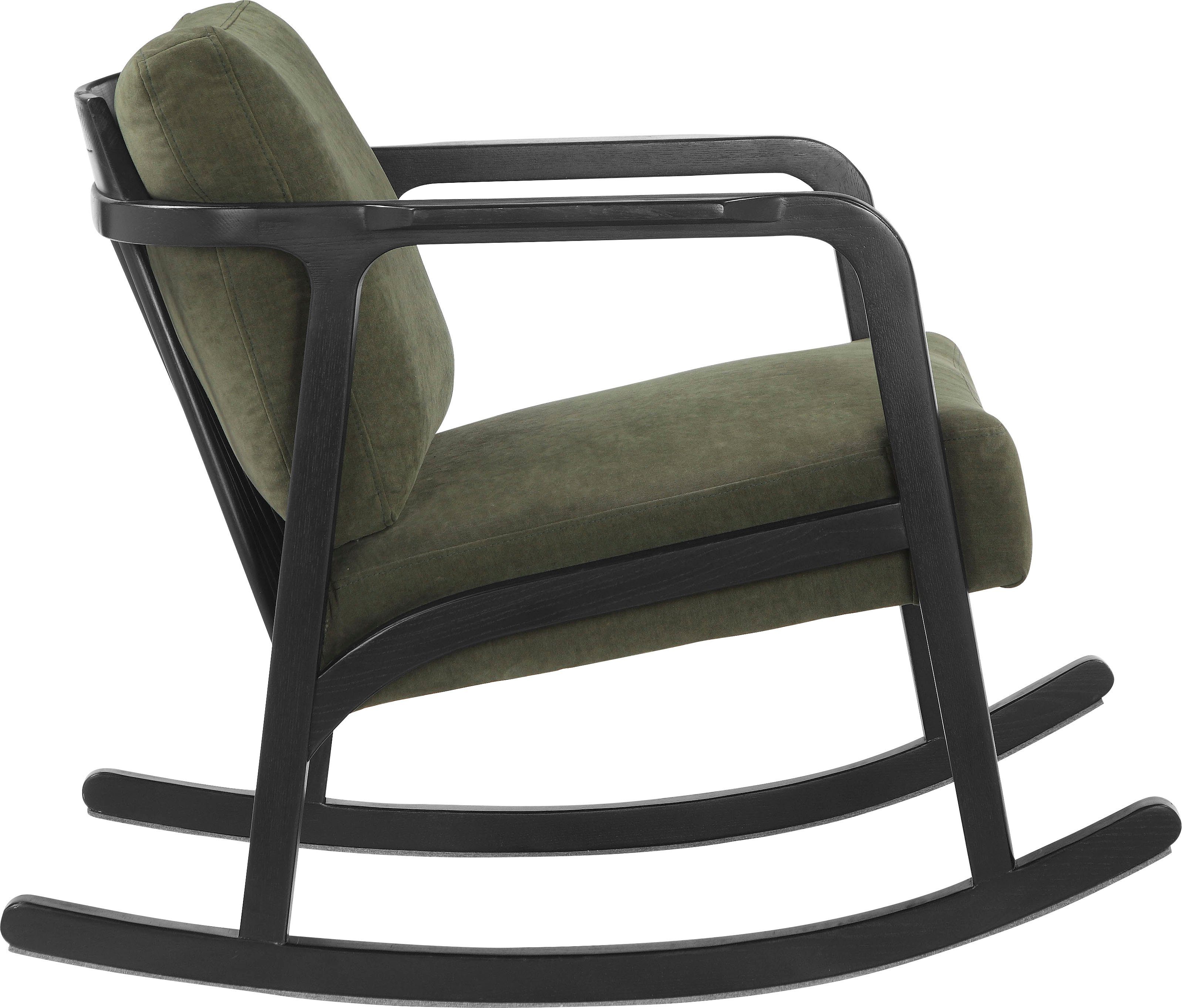 Guido Maria Kretschmer Home&Living Schaukelstuhl Mette, Stuhlbeine aus Eschenholz, in zwei Bezugsqualitäten, Sitzhöhe 52 cm