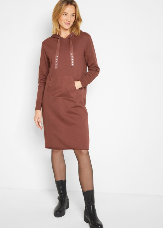 Baumwoll-Sweatkleid mit Kängurutasche