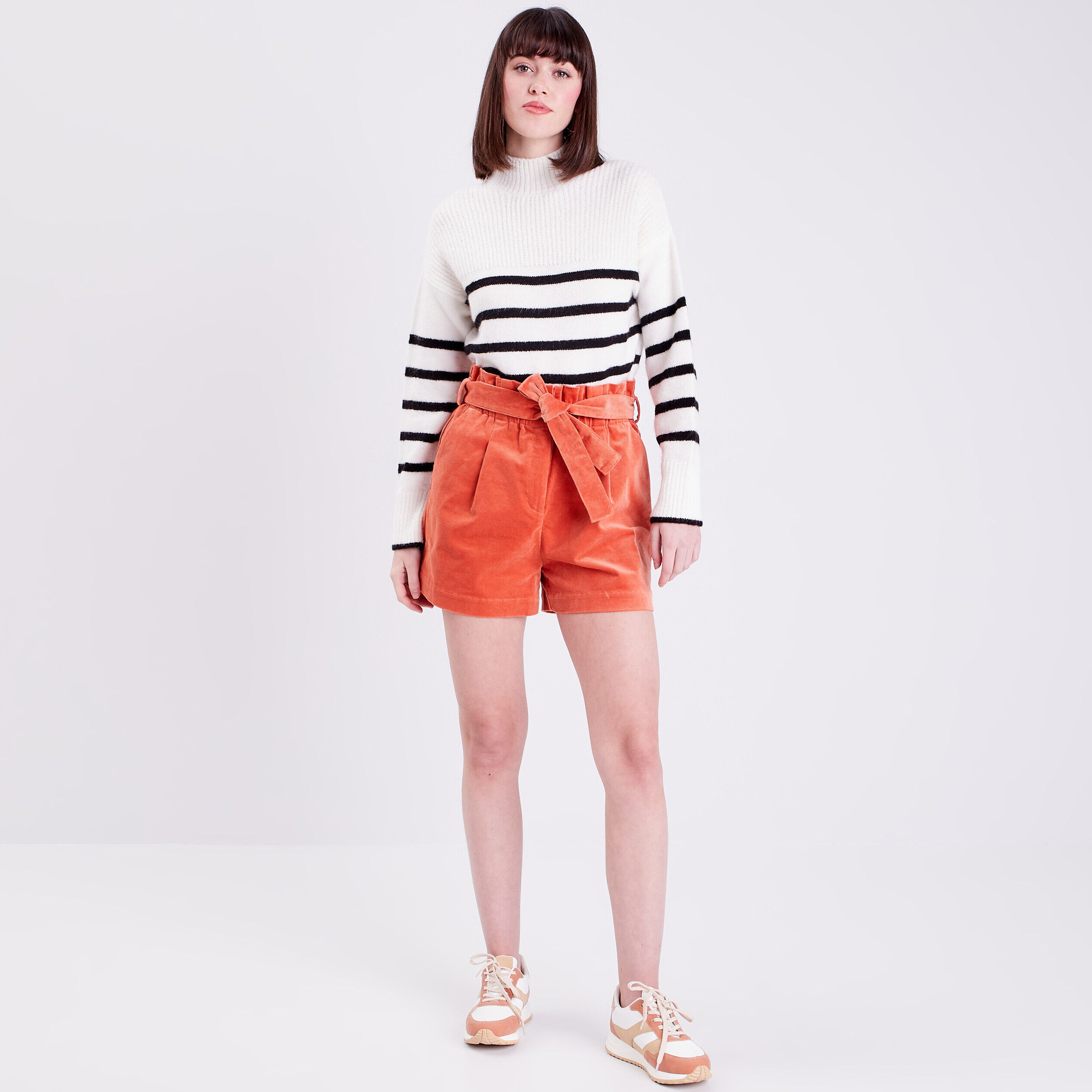Short paperbag velours jaune moutarde femme | Cache Cache