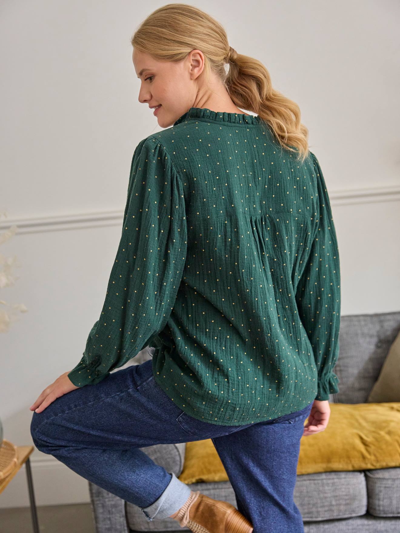 Vertbaudet Bluse für Schwangerschaft und Stillzeit - tannengrün