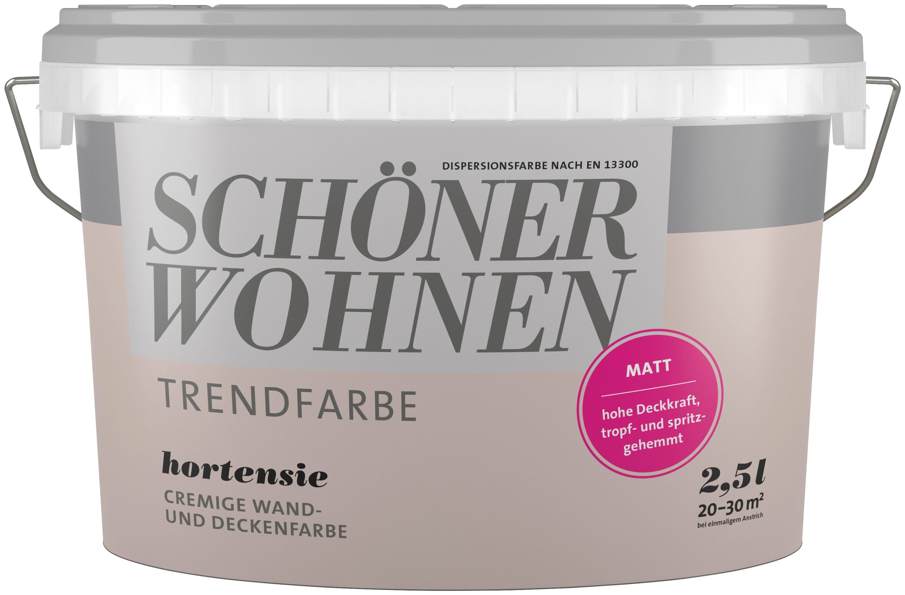 SCHÖNER WOHNEN FARBE Wand- und Deckenfarbe Trendfarbe, matt, Hortensie, hochdeckende Wandfarbe - für Allergiker geeignet