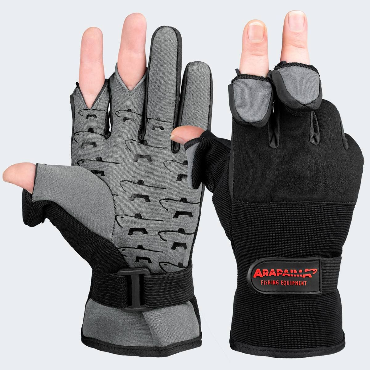 Arapaima Fishing Equipment BlackGrey Neopren Angelhandschuhe