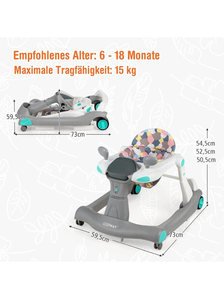 COSTWAY 2-in-1 Lauflernhilfe 6-18 Monate in Grau günstig kaufen onesize