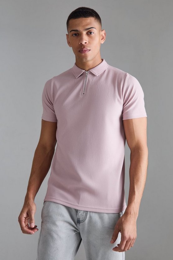 Slim-Fit Ottoman Poloshirt mit 1/4 Reißverschluss